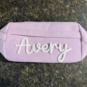 Personalized 'Avery' Pink Corduroy Pouch